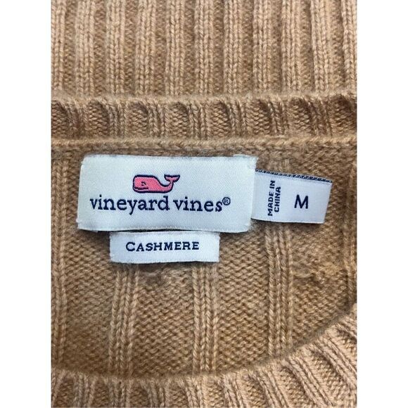 Vineyard Vines Cashmere Coral Lane Cable Sweater Caramel Pink Striped Size M - Picture 6 of 6